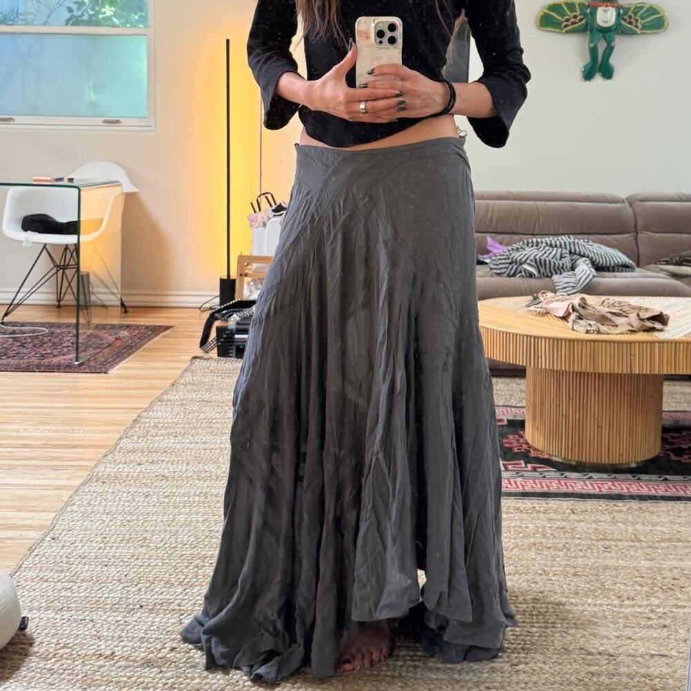 Vintage Donna Karan Gray Sheer Asymmetrical Maxi Skirt